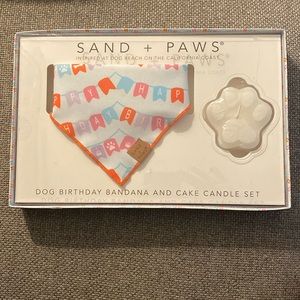 SAND + Paws Dog Birthday Bandana and Cake Candle Set NeW